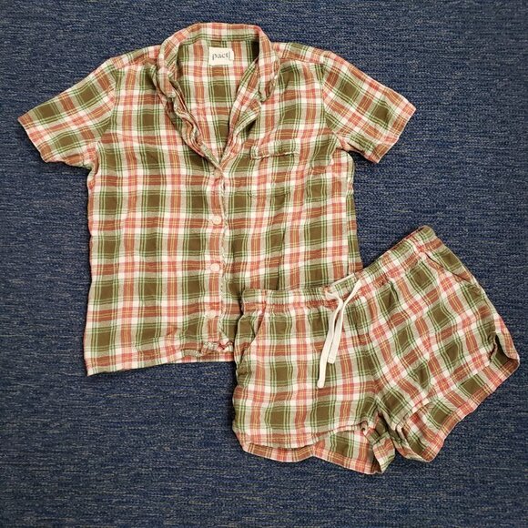 Pact Other - Pact Womens Organic Cotton Flannel Pajamas Shorts Set Size XS Sustainable Cabin